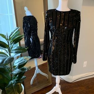 Black mini sequins dress